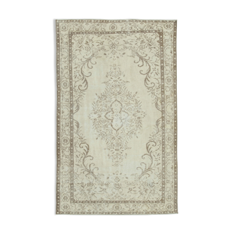 Tapis beige turc en détresse noué à la main 171 cm x 281 cm - 36755