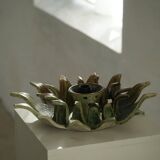 Mid-20th century ceramic sun wall lamp or decorative wall sculpture, 1960s.