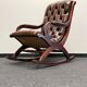 Chesterfield Brown Leather Rocking Chair
