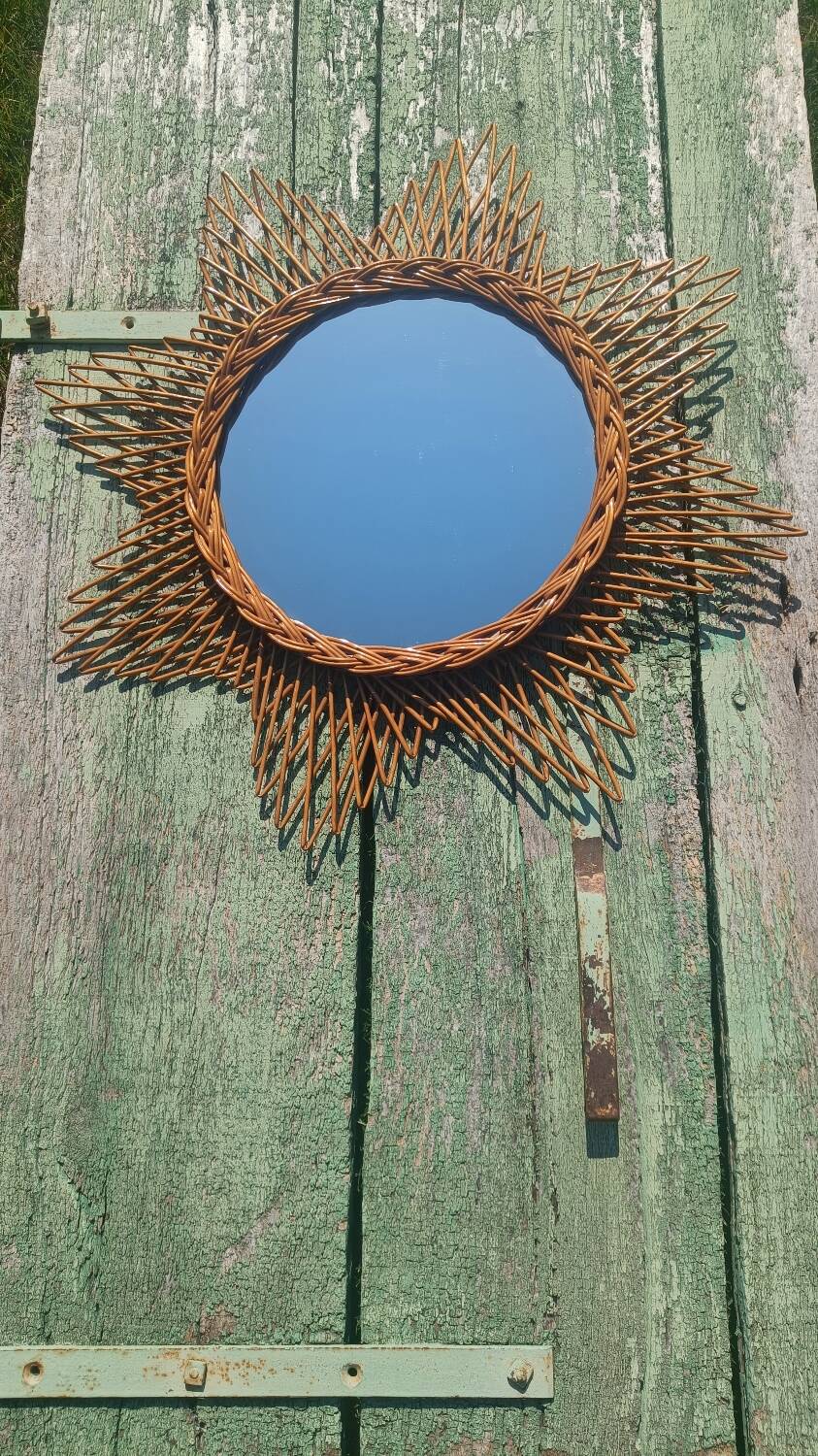 Rattan sun mirror from the 60s/70s
