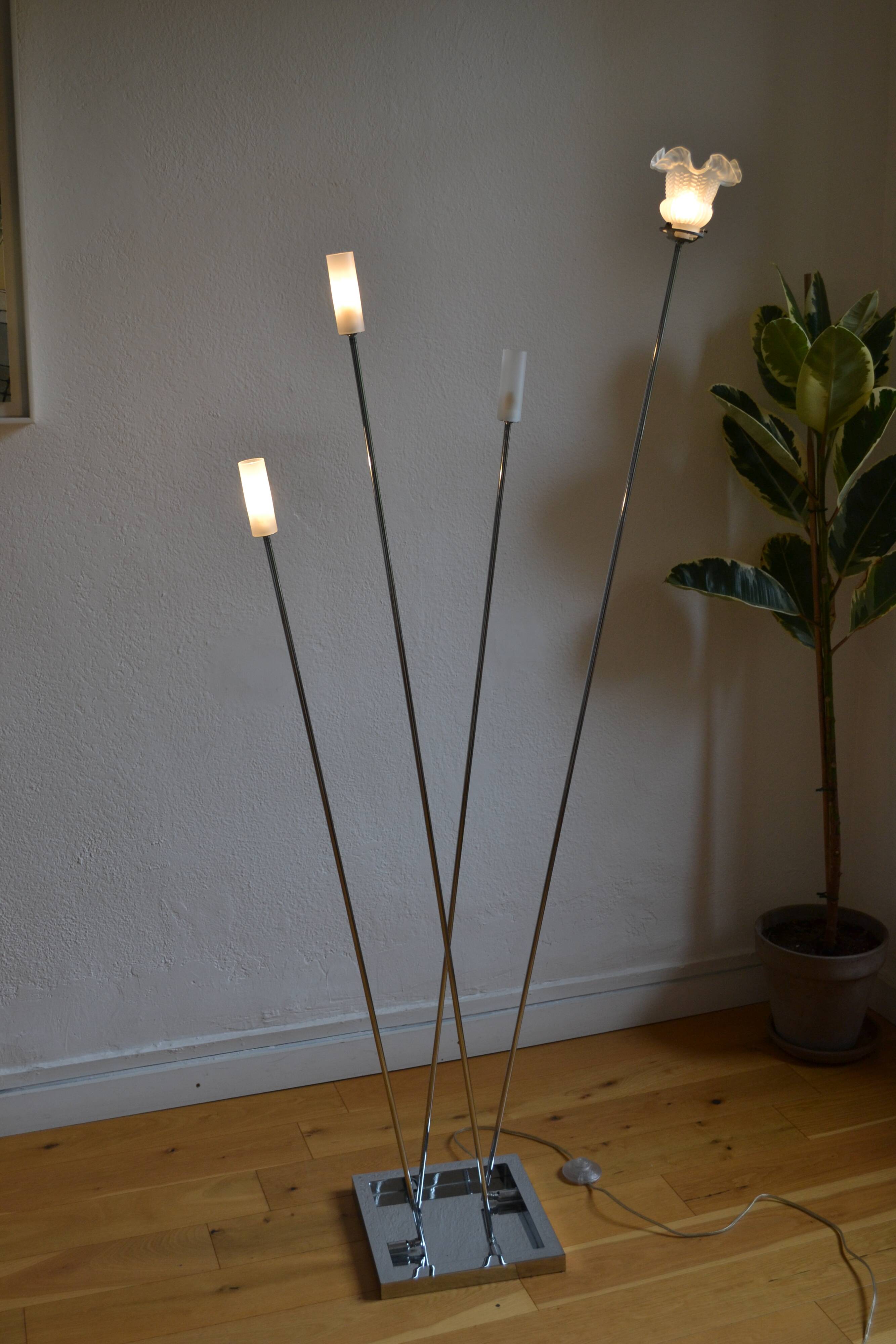 Modernist metal and glass floor lamp