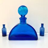 Grand flacon / vase / carafe en verre bleu cobalt