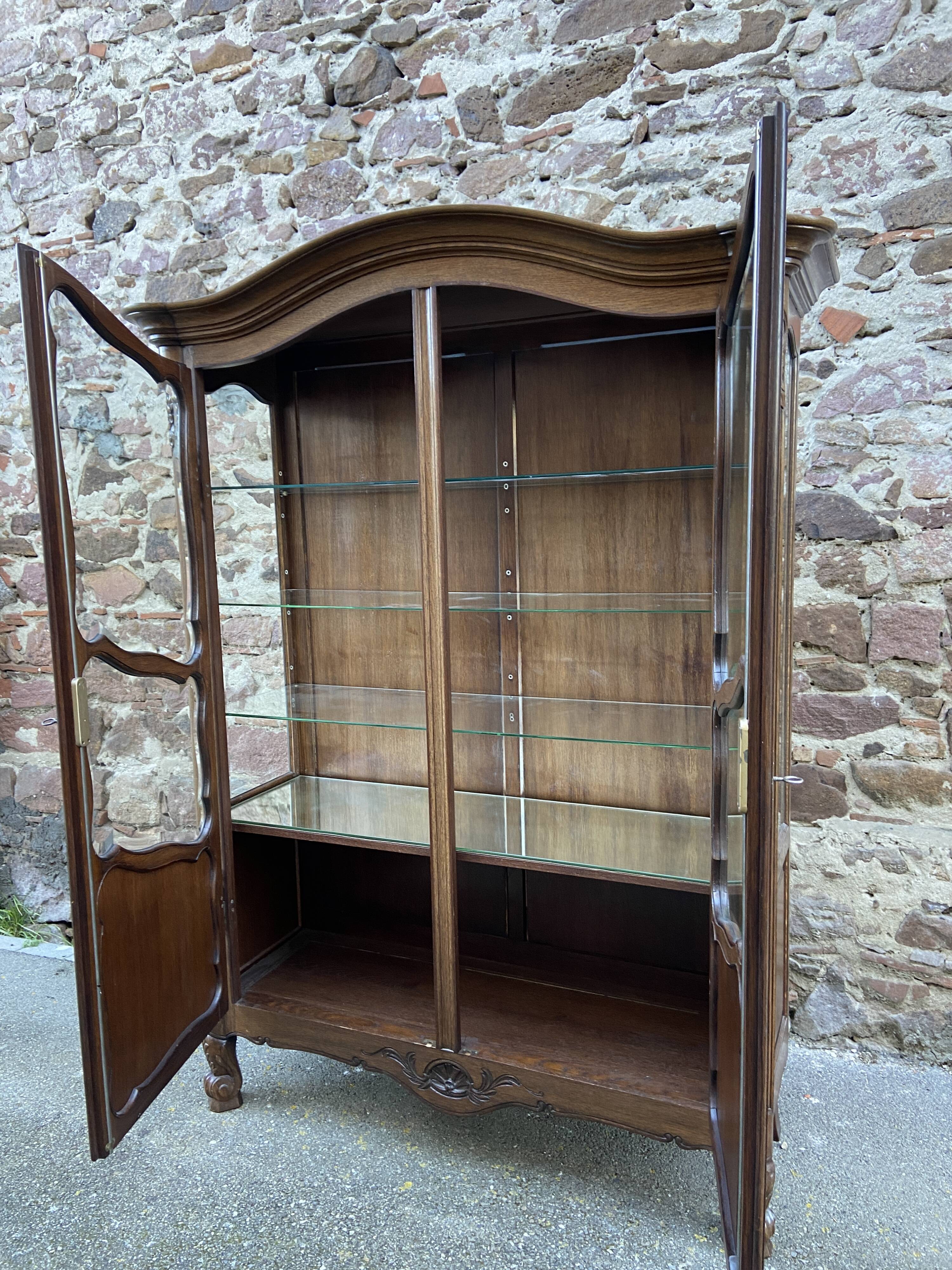 Display Cabinet Silver Cabinet Bookcase Provence Rocaille Louis XV Carved Oak 1960