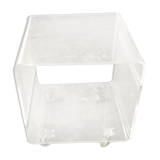 Vintage plexi coffee table with David Lange casters