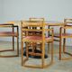 Exceptional fruitwood dining table set in art deco style, 1980s