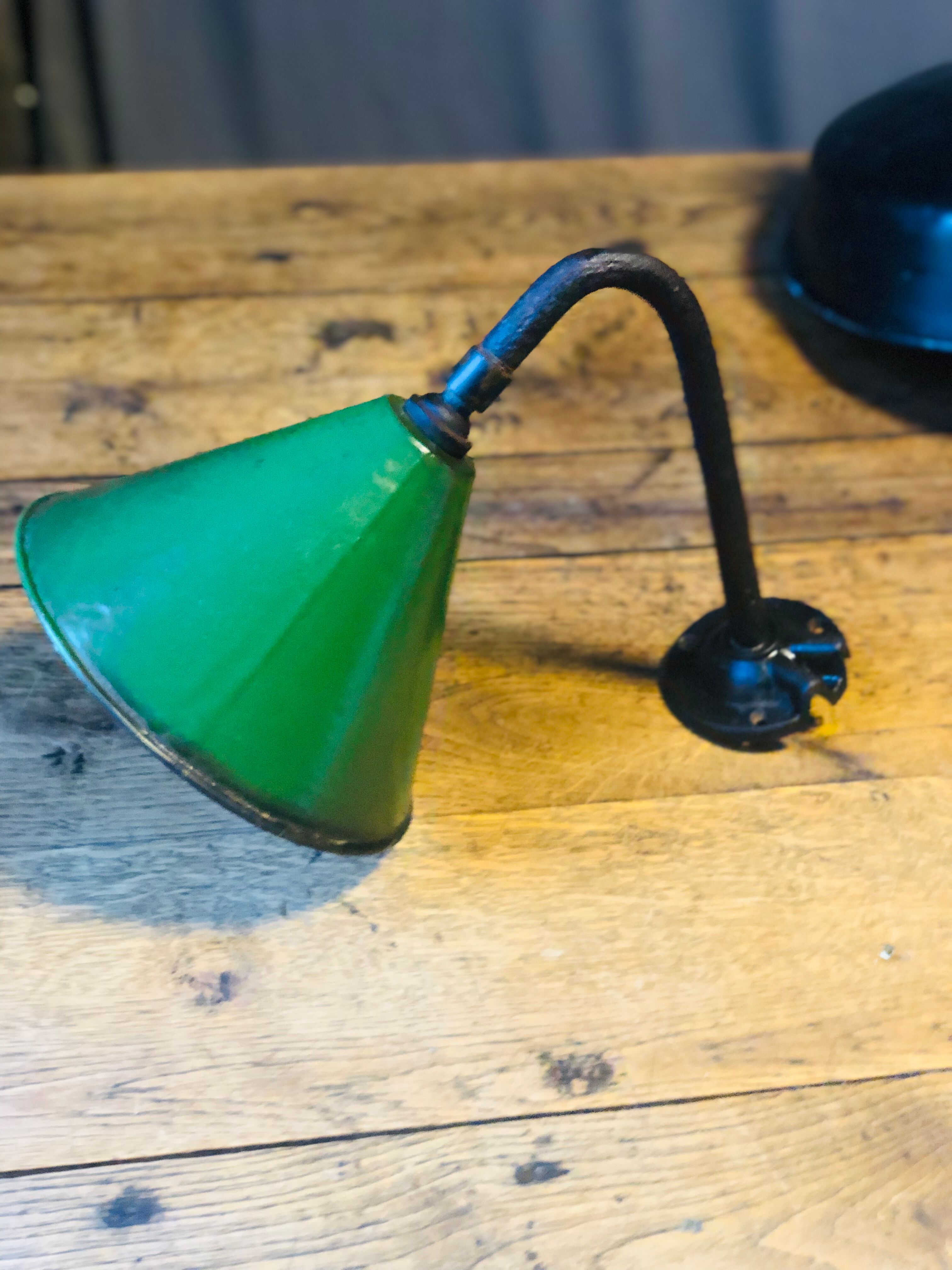 Industrial sconce in green and white