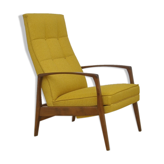 Mid-century armchair with folding footrest, 1960s