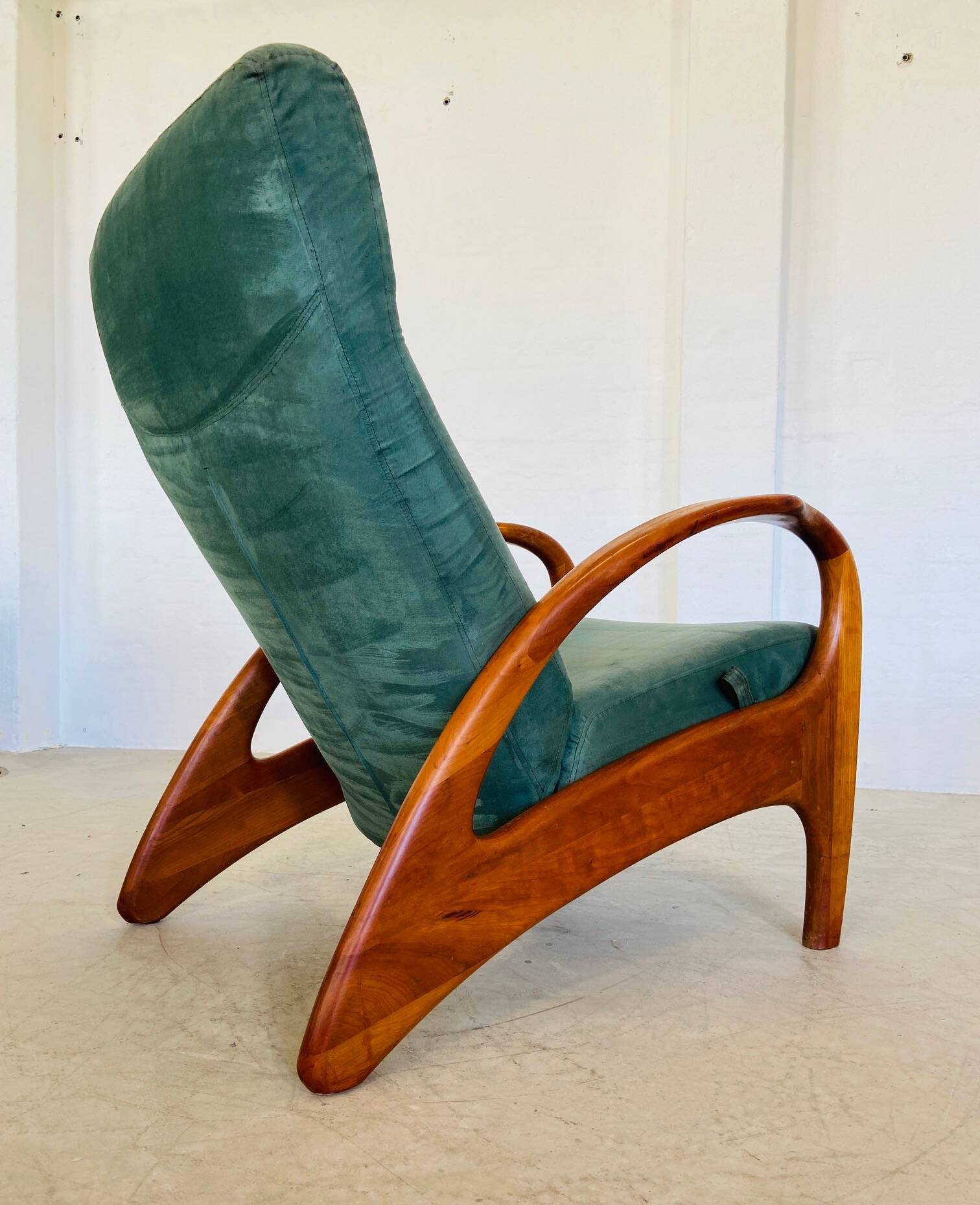 Fauteuil et tabouret vintage danois Holserbro Møbelfabrik en daim vert