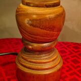 Pair of wooden bedside lamps with steel lampshades, scandinavian