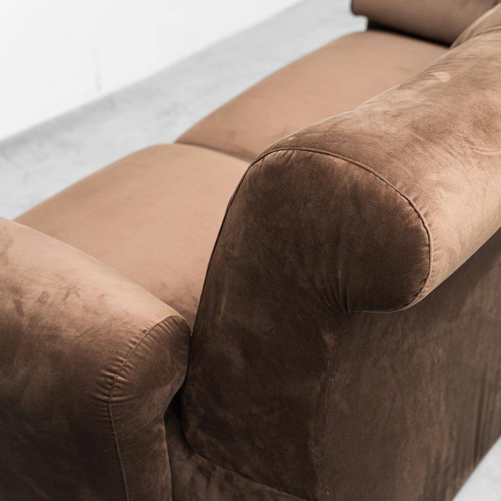 Divano modulare 2 posti in velluto marrone anni’ 70 vintage modernariato