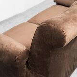 Divano modulare 2 posti en velluto marrone anni' 70 vintage modernariato