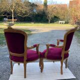 Louis XV armchairs in solid wood, 20th century