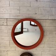 Miroir mural avec tissu orange, années 1950