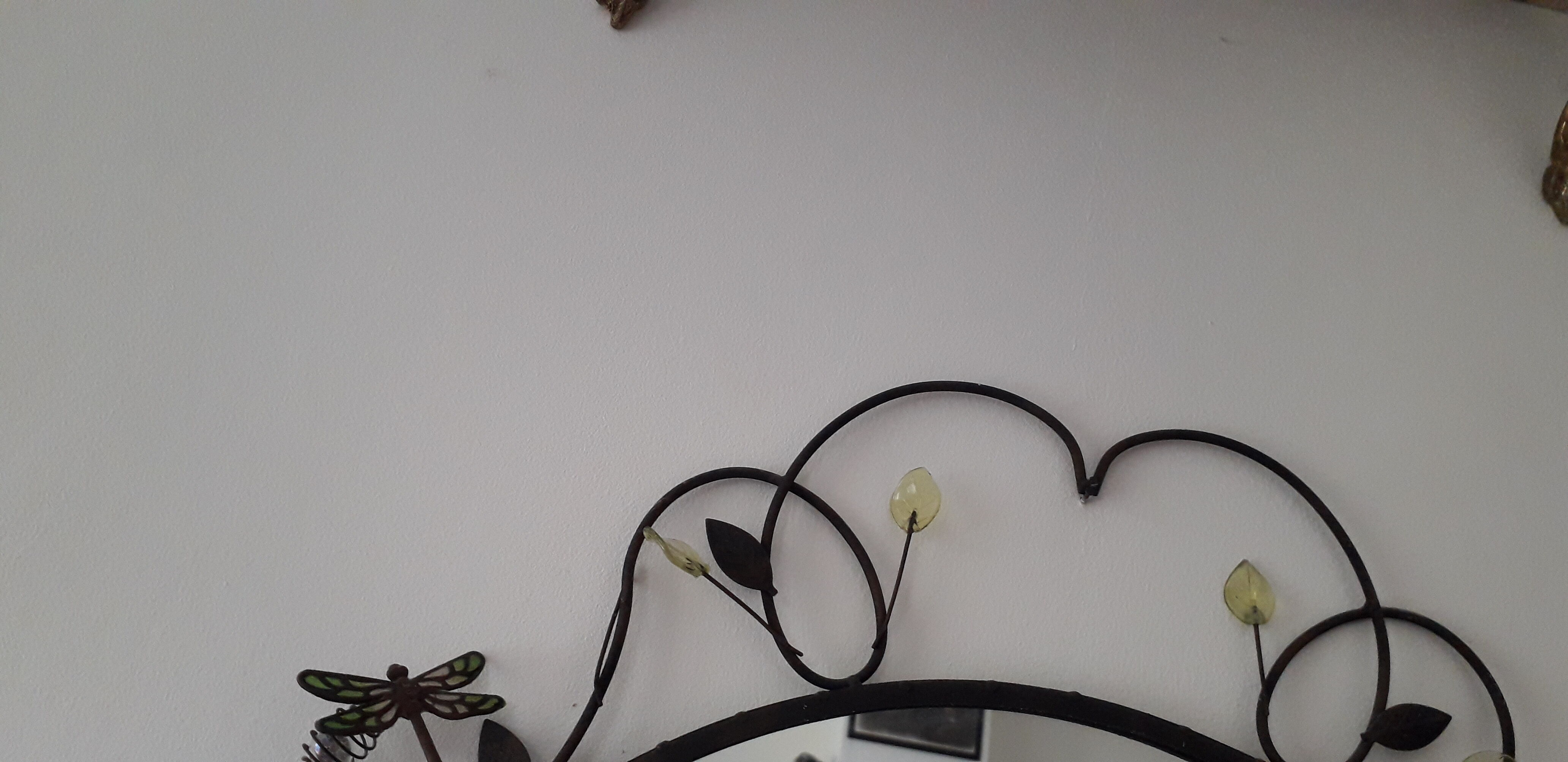 Mirror of shape with flower and dragonfly patterns