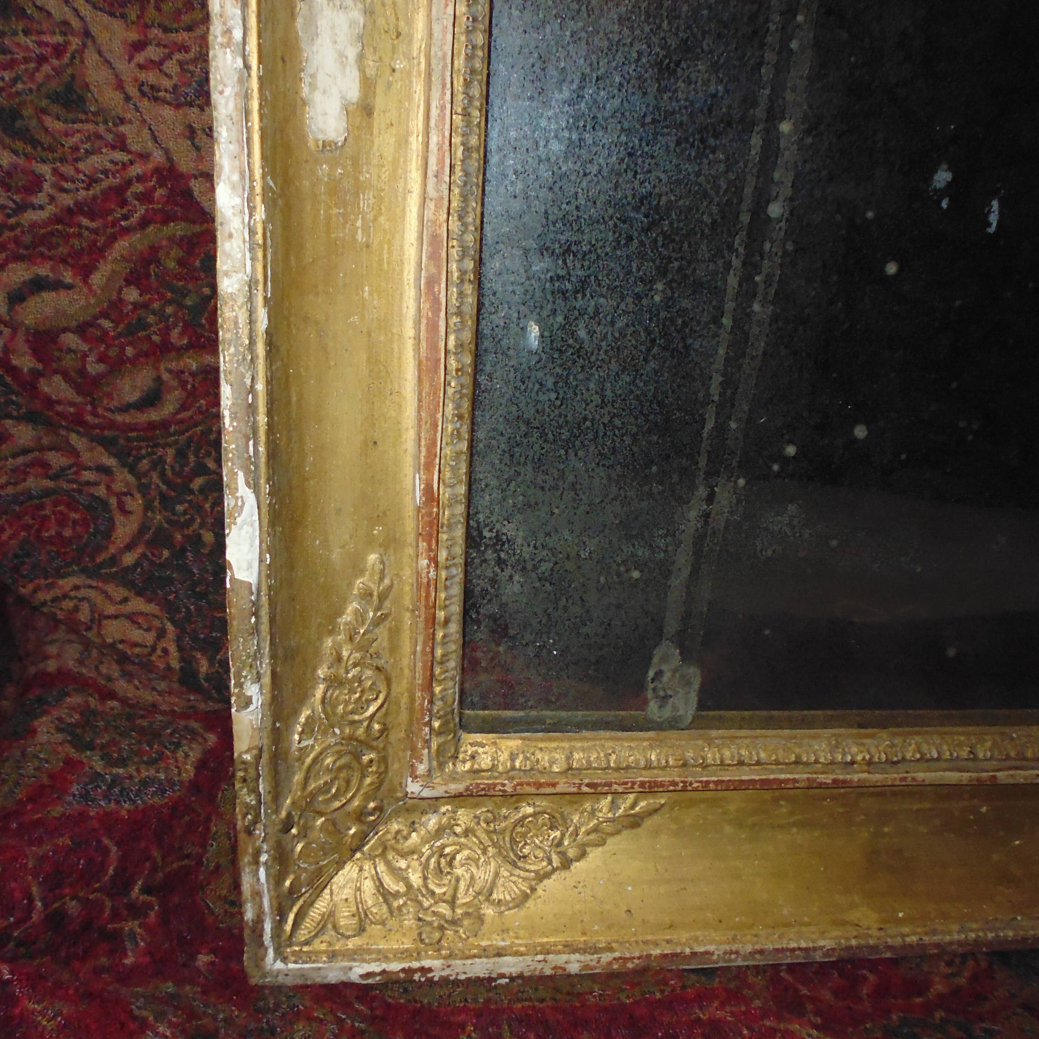Mirror Restoration in gilded wood and mercury ice 62x48 cm