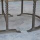 Unusual modular coffee table in oak and wrought iron.