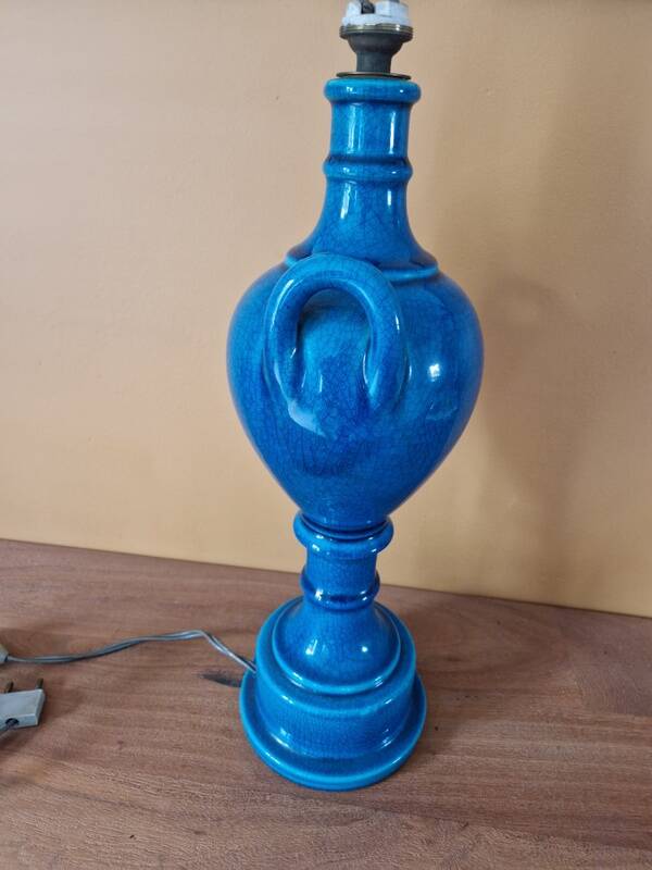 Pol Chambost (1906-1983) - Lamp base in blue crackled ceramic