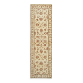 Tapis de couloir Ziegler en laine crème à motifs floraux