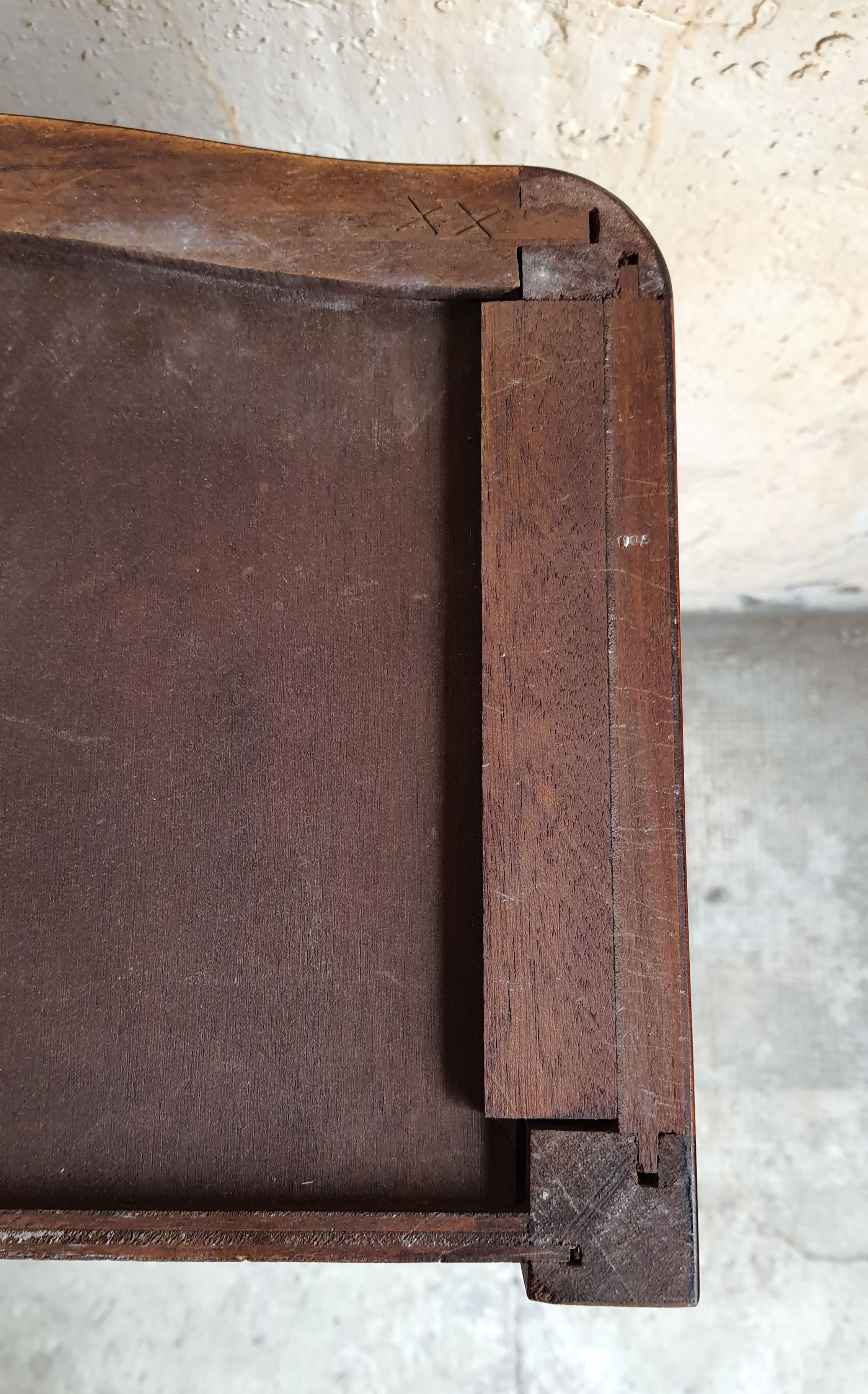 Chiffonnier Louis XV marquetry and marble