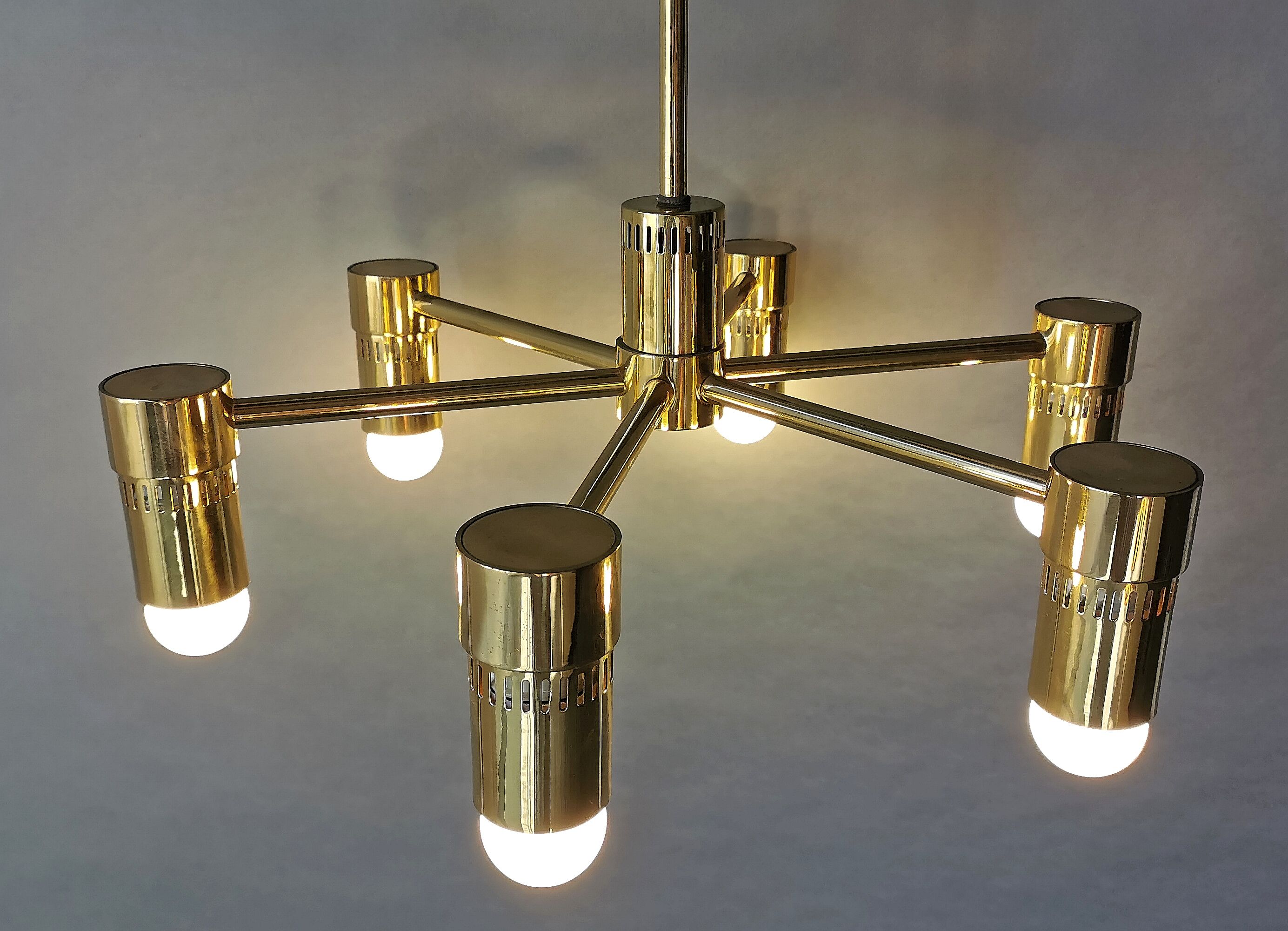 Luster 6 Italian gilded brass fires 1970