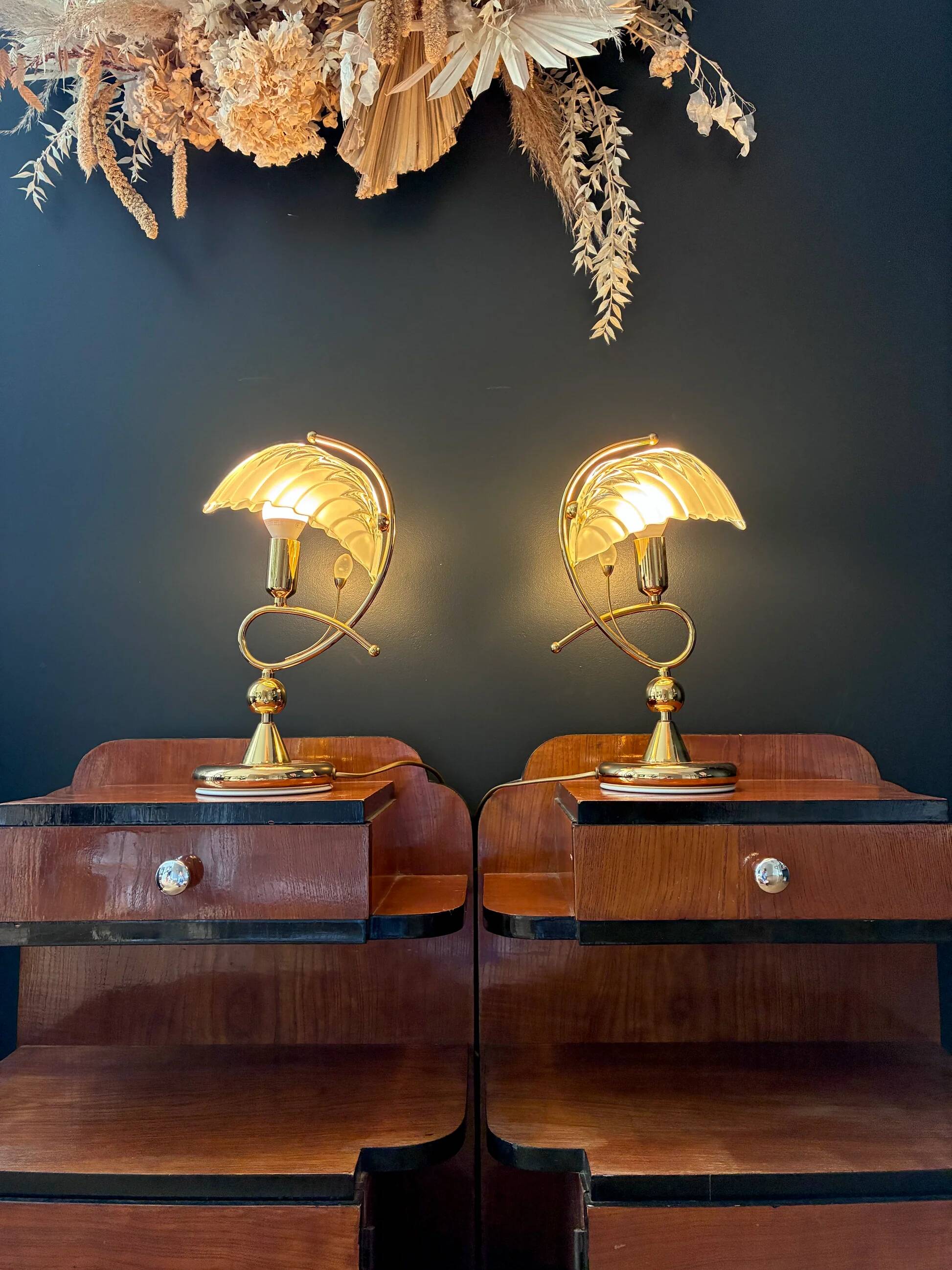 Pair of "Shell" lamps in brass - 1970.