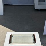 Trio of small rectangular serving dishes white and black Indonesian ceramic 21x16