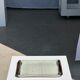 Trio of small rectangular serving dishes white and black Indonesian ceramic 21x16