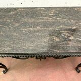 Table basse en fer forgé et marbre XX siècle