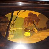 Wood marquetry tray