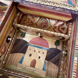 Jewellery box, secrets, straw marquetry and oriental patterns.