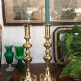 Pair of Victorian candle holders in gilded bronze