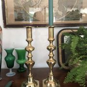 Pair of Victorian candle holders in gilded bronze