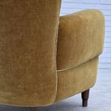 1960s, Danish relax chair, original honey yellow furniture velour.