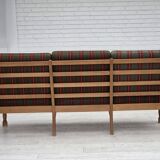 1970s, Danish 3-seater sofa, green furniture wool, oak wood.