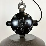 Dark grey enamel industrial factory lamp from elektrosvit, 1960s