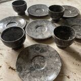 Tea or coffee service in grey marble stone