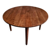 Table à manger ronde ancienne en merisier, France, vers 1920