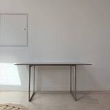 70s metal and smoked glass desk