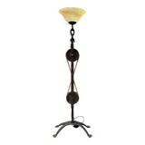 Brutalist floor lamp in wrought iron and glass paste