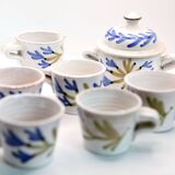 5 cups, 1 milk jug, 1 sugar bowl by Michel Barbier Vallauris