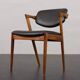 Chaise vintage en palissandre Kai Kristiansen modèle 42 en cuir aniline noir, Danemark 1960