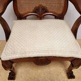 Chippendale Bergere Armchair, Carved Mahogany with Cane and Lion Claw Ball