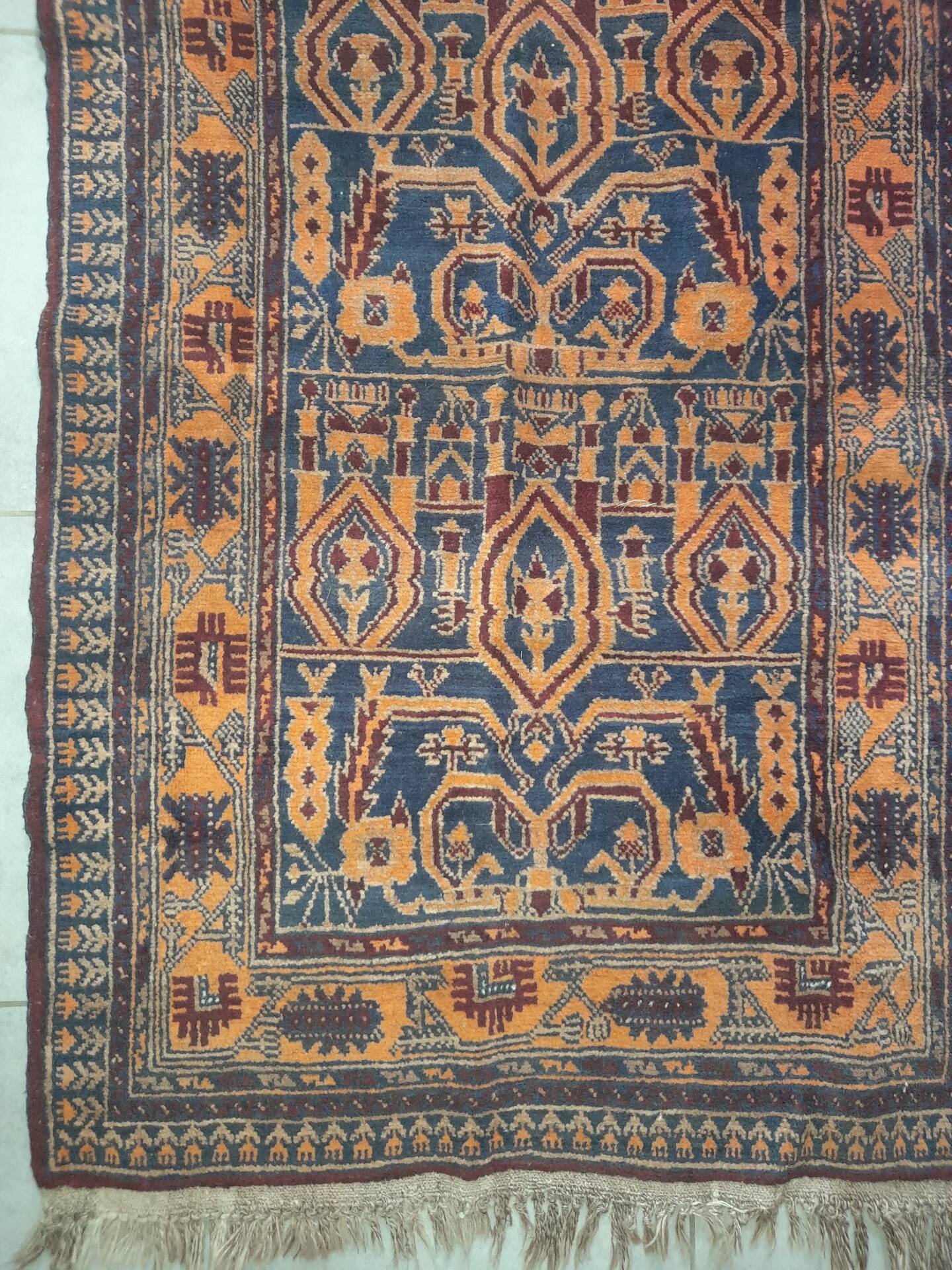 Balouch rug 140x96 cm handmade vintage orange