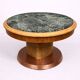 Art Deco table in wood, copper and marble – circular top – around 1930