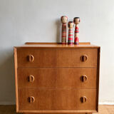 Compass foot chest of drawers in light oak from the 1960s