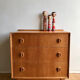 Compass foot chest of drawers in light oak from the 1960s