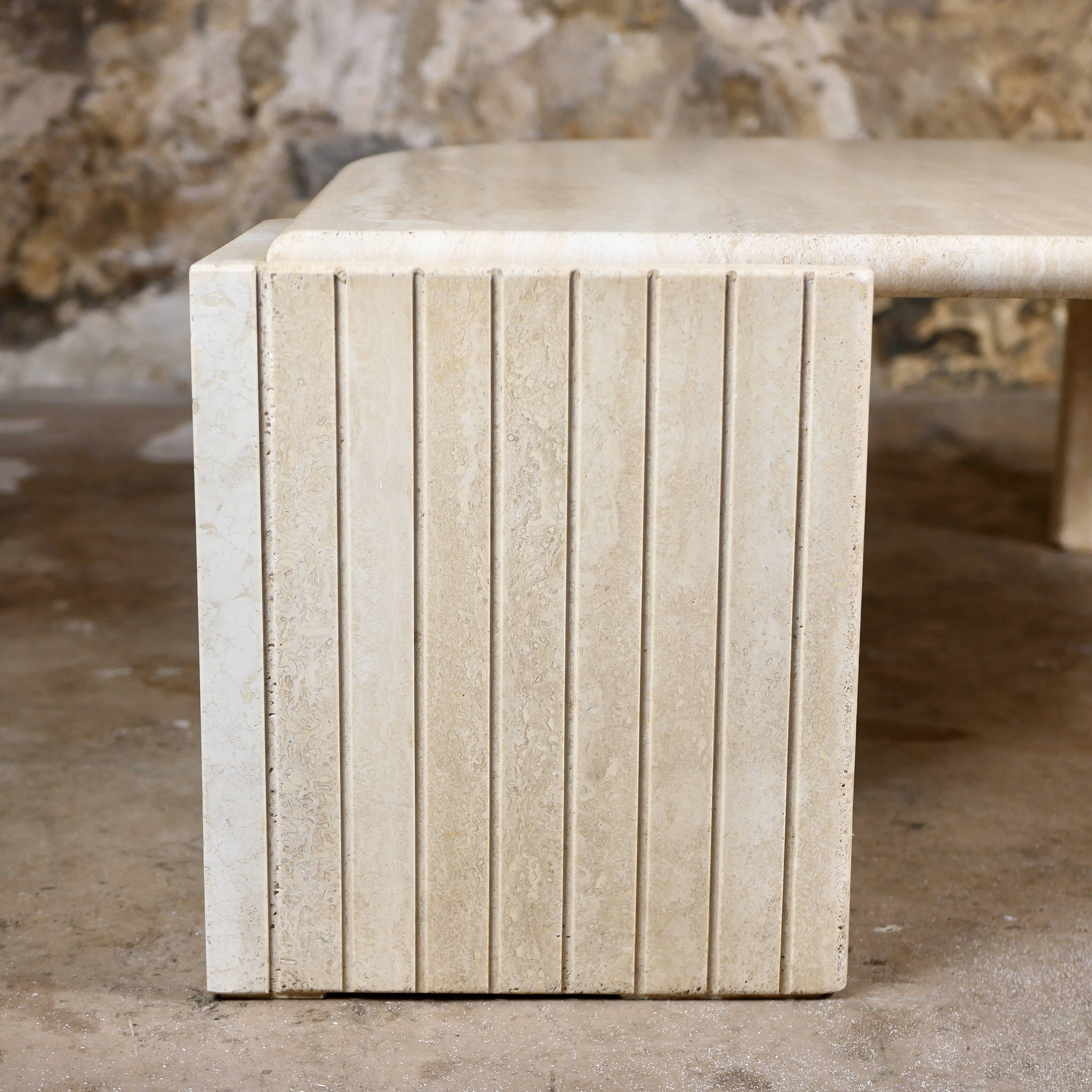Travertine eye coffee table by Roche Bobois, 1970s