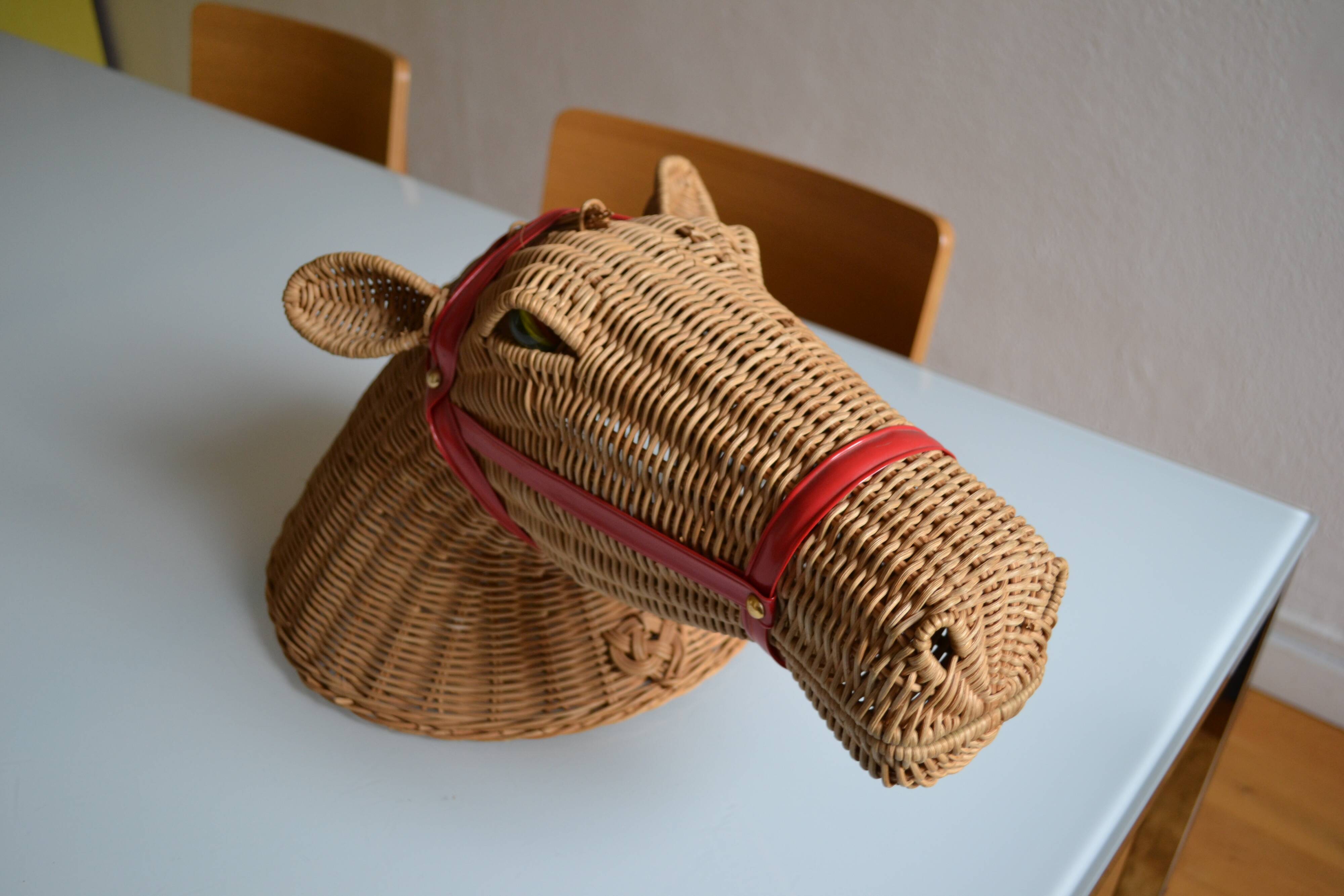 Rattan horse head 1960s 1970s