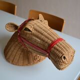 Rattan horse head 1960s 1970s