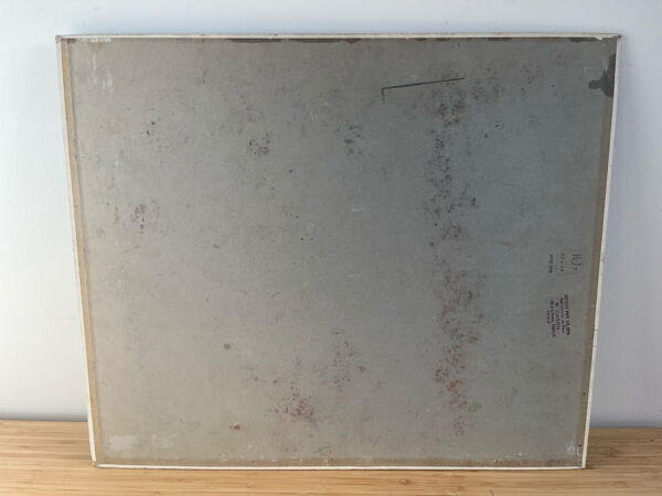 Abstrait femme allongée, huile sur carton signée